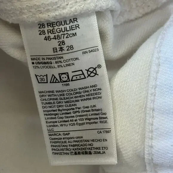GAP Wearlight High Rise Wide-Leg Jeans with Button-Fly White Women’s Size 28 - Picture 5 of 10